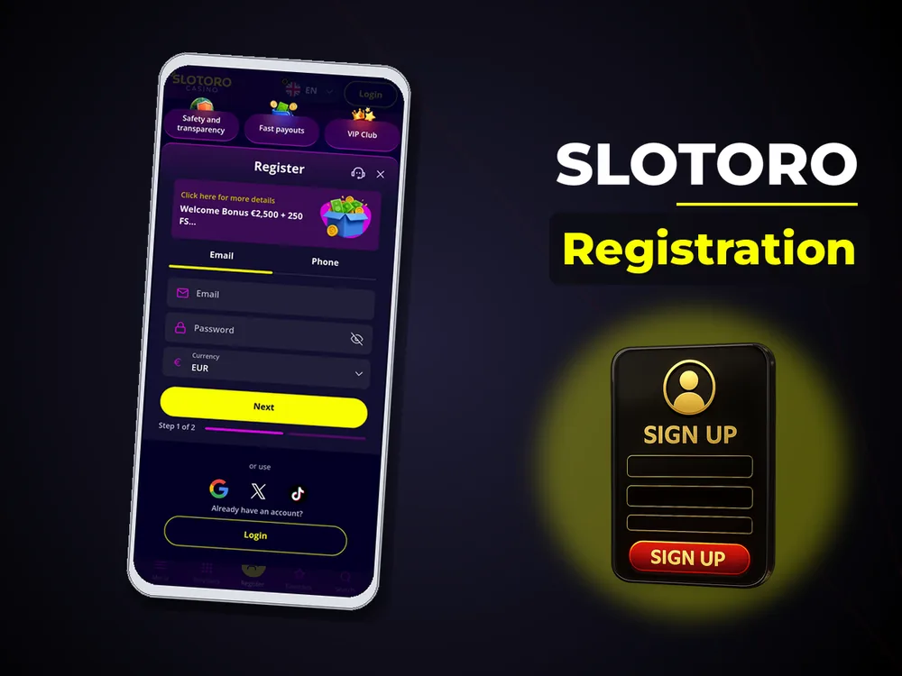 Slotoro - Registration